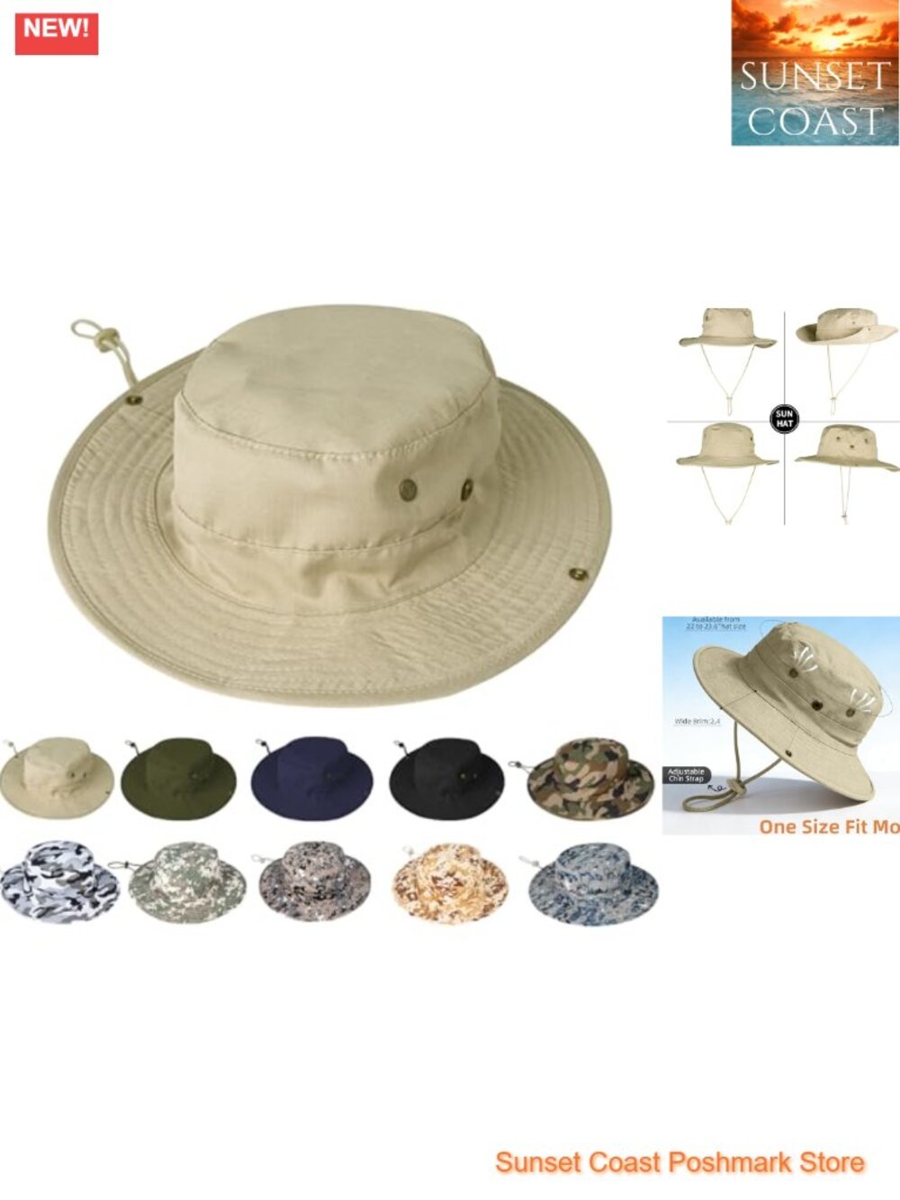 Unisex Safari Boonie Hat Foldable Fishing Sun Hat UPF 50+ Bucket